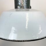 Industrial White Enamel Industrial Lamp with Cast Aluminium Top from EOW, 1950s