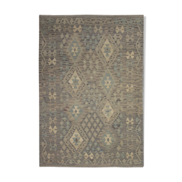 Blue Grey Traditional Handwoven Afghan Kilim Rug 124x182cm