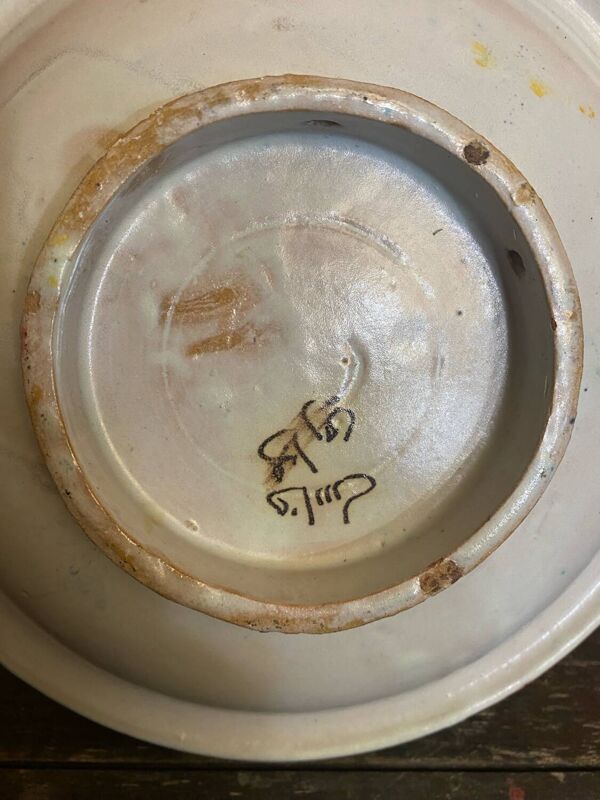 Plat Ancien SAFI Terre Cuite Émaillée Marocain Années 50 Vintage