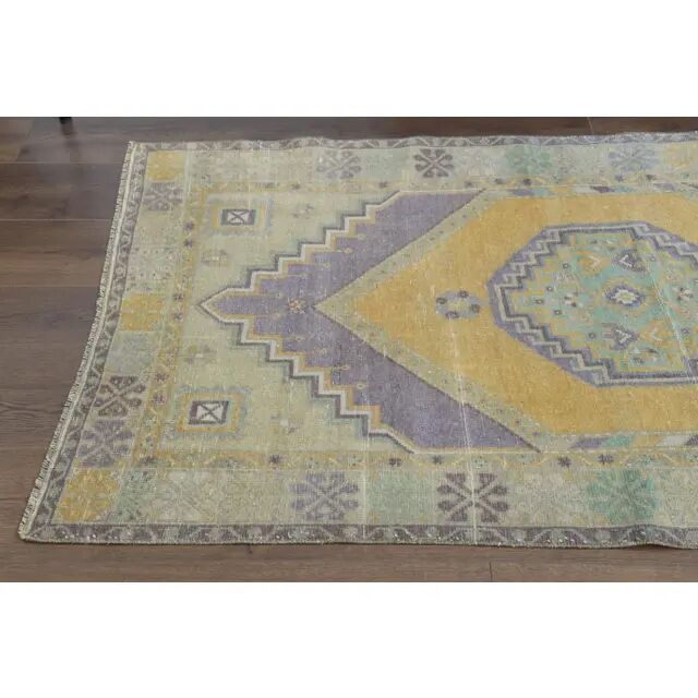 Vintage Turkish Oushak Handmade Wool Cotton Orange Area Rug 103x189