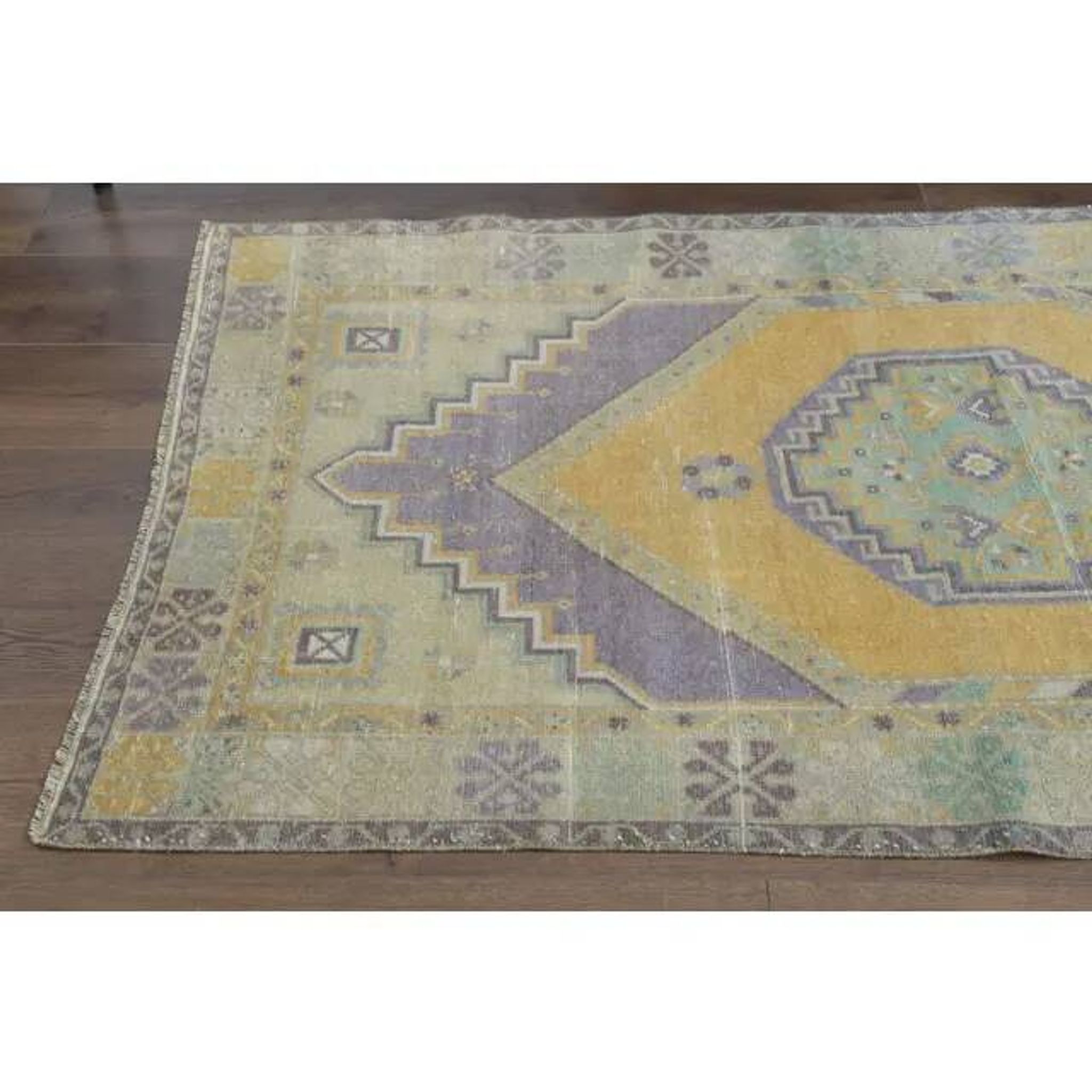 Vintage Turkish Oushak Handmade Wool Cotton Orange Area Rug 103x189