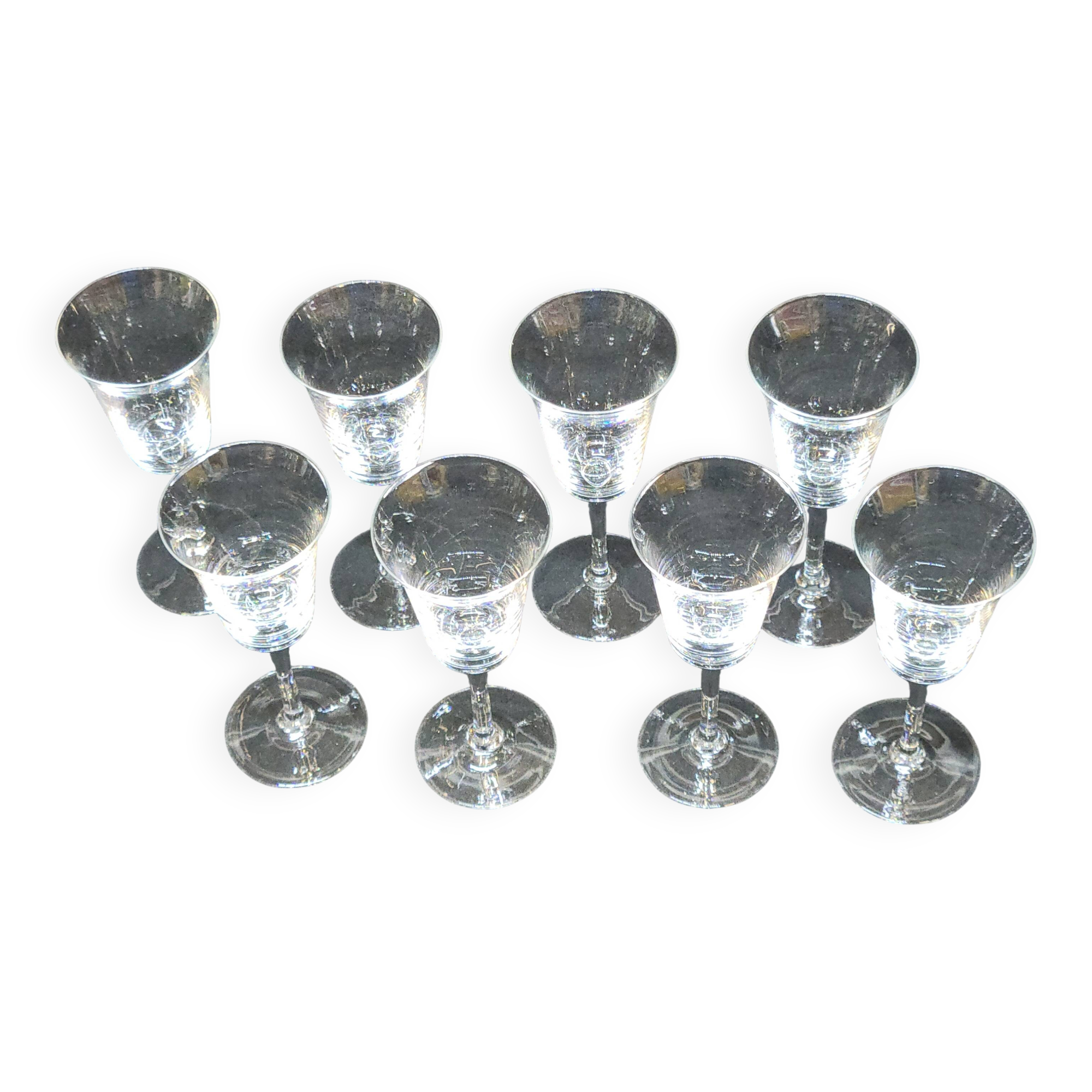 8 Fine Crystal Stemmed Glasses for Port or Liqueur - Baccarat? / Saint Louis