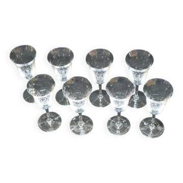 8 verres à pied en cristal fin à porto ou liqueur - Baccarat / Saint louis
