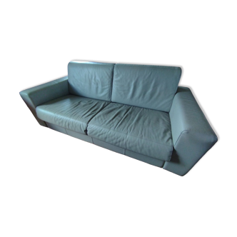 Leather sofa 3 places gray