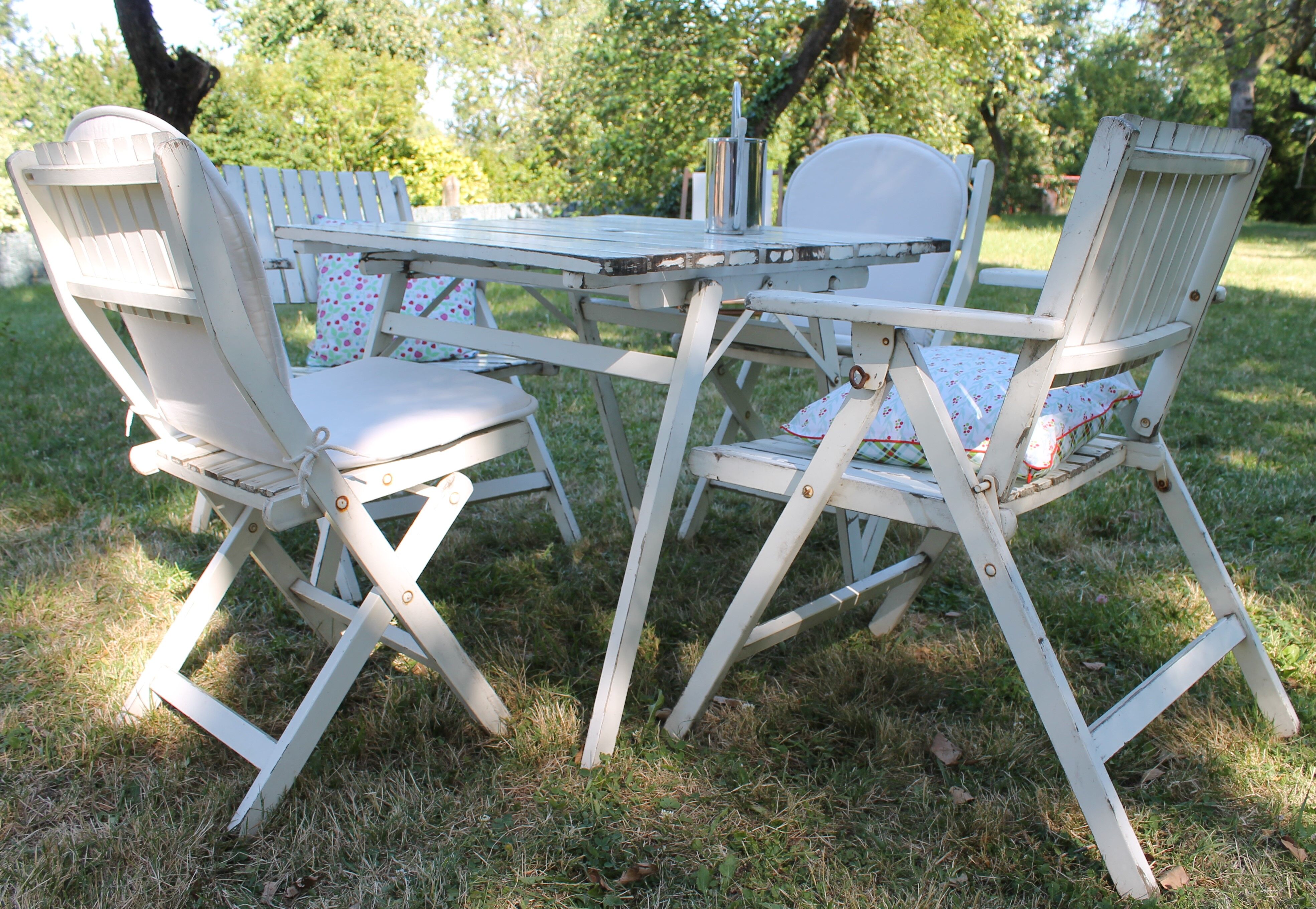 R. Gleizes table armchairs & vintage garden chair set