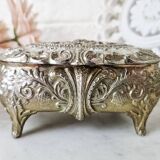 Vintage openwork silver metal jewelry box