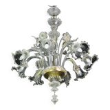 Wonderful large size Venetian chandelier, transparent and gold Murano glass