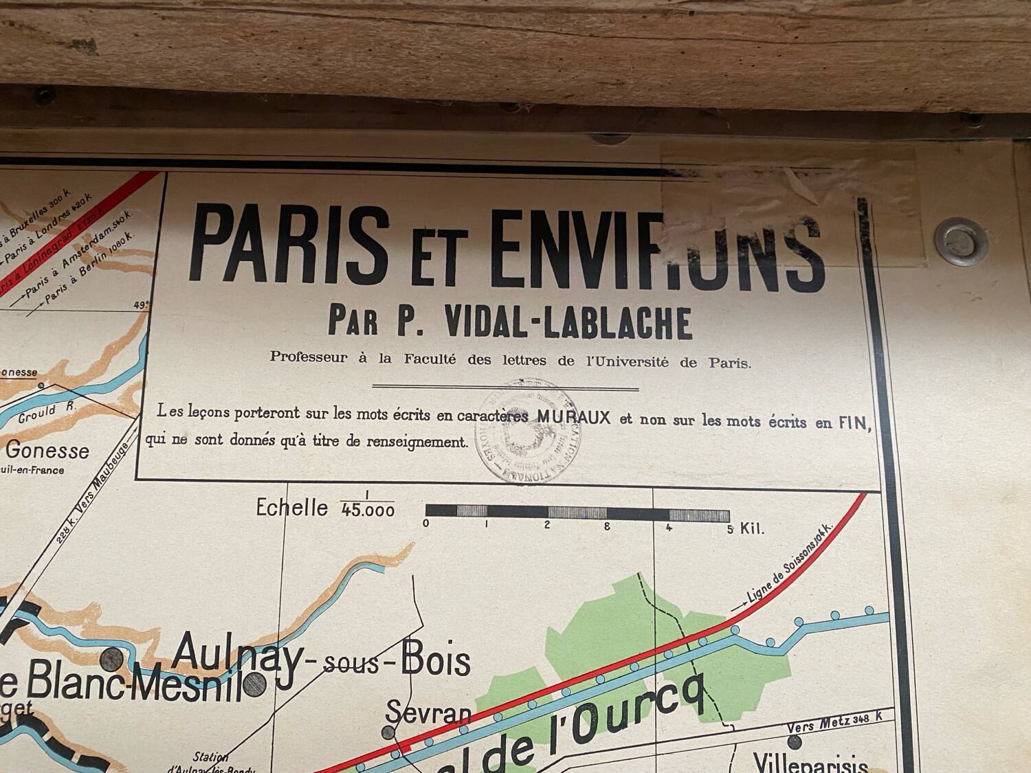 Old School Map School PARIS & Surrounding Areas Numbers 24 & 24bis Vintage