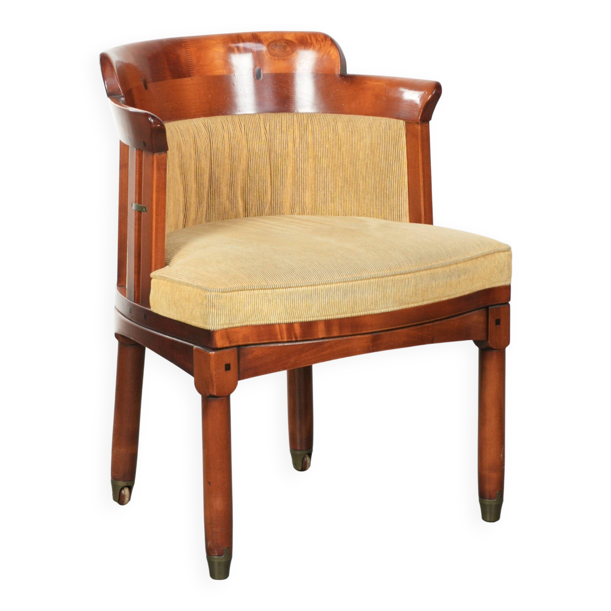 Beautiful design side/dining chair with luxurious yellow fabric upholstery