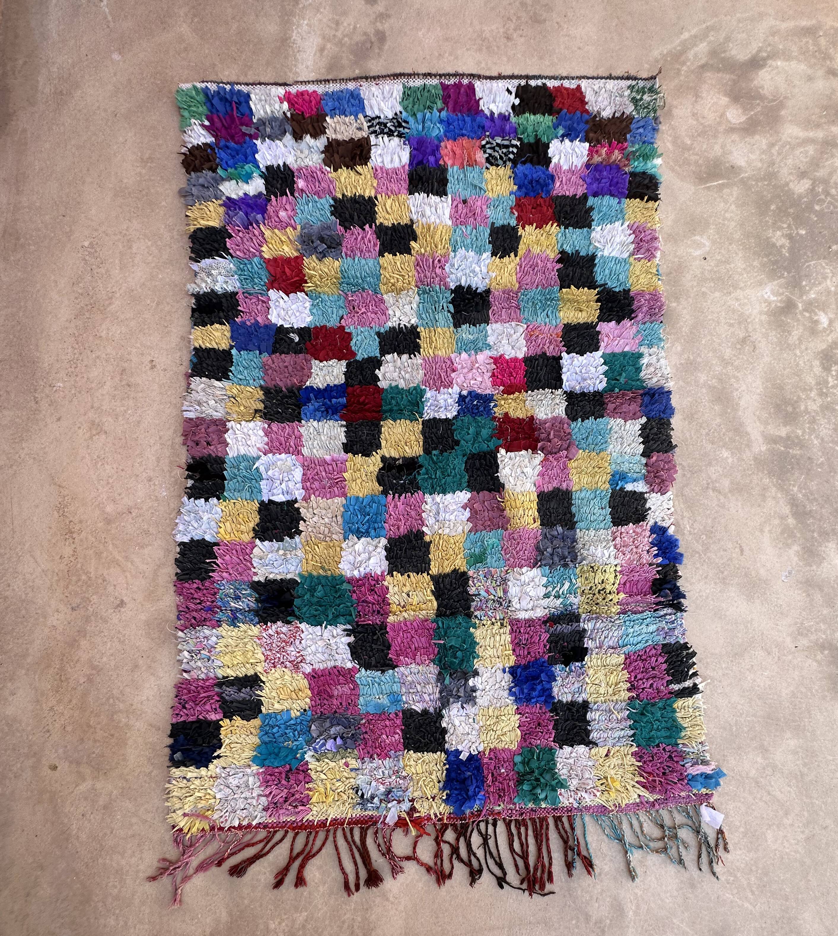 Colorful Boucherouite Moroccan rug - 128 x 208 cm