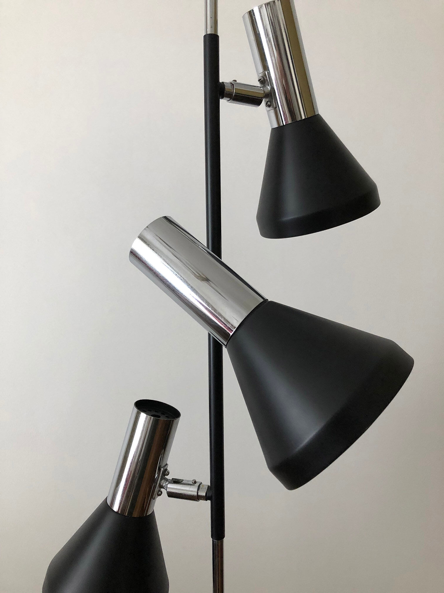 Lampadaire allemand en chrome 1970 3 lampes