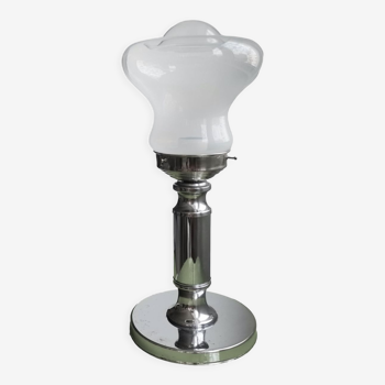 Lampe de table de buffet chromée en verre clair moderne en verre clair des années 1970