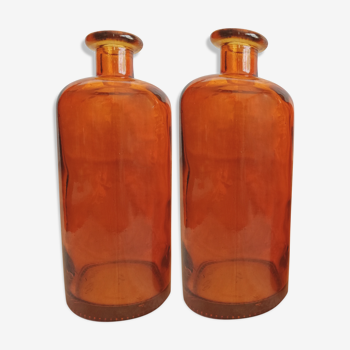 Set de 2 flacons, bouteilles cuivrées type apothicaire