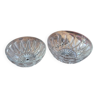 Duo de saladiers en verre moulé – années 60-70