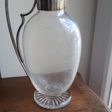 Decanter in crystal, silver metal frame