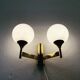 Set of 2 brass and opaline glass Sputnik wall lamps by Kaiser Leuchten