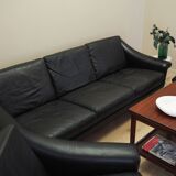 Black leather sofa, Danish design, 1960s, manufacturer: Eran Møbler, design