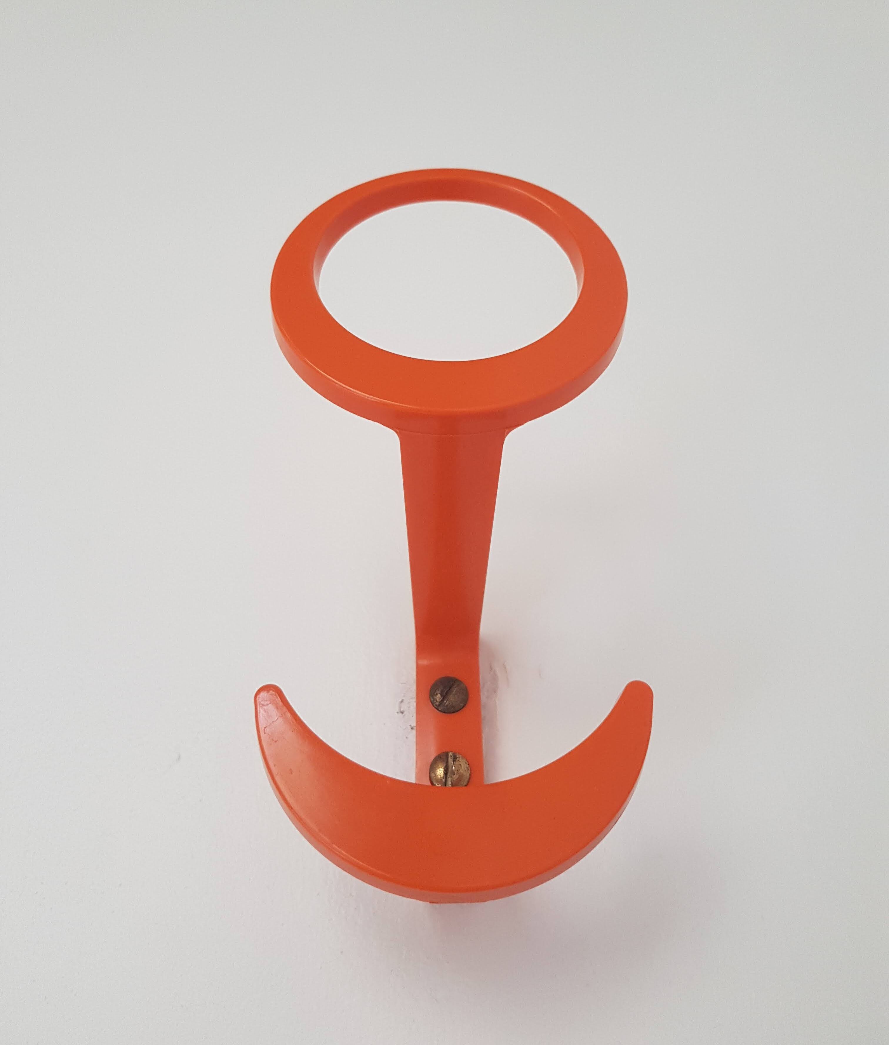 Set of Three Space Age Plastic Orange Wall Hooks by KM Austria, 1960s