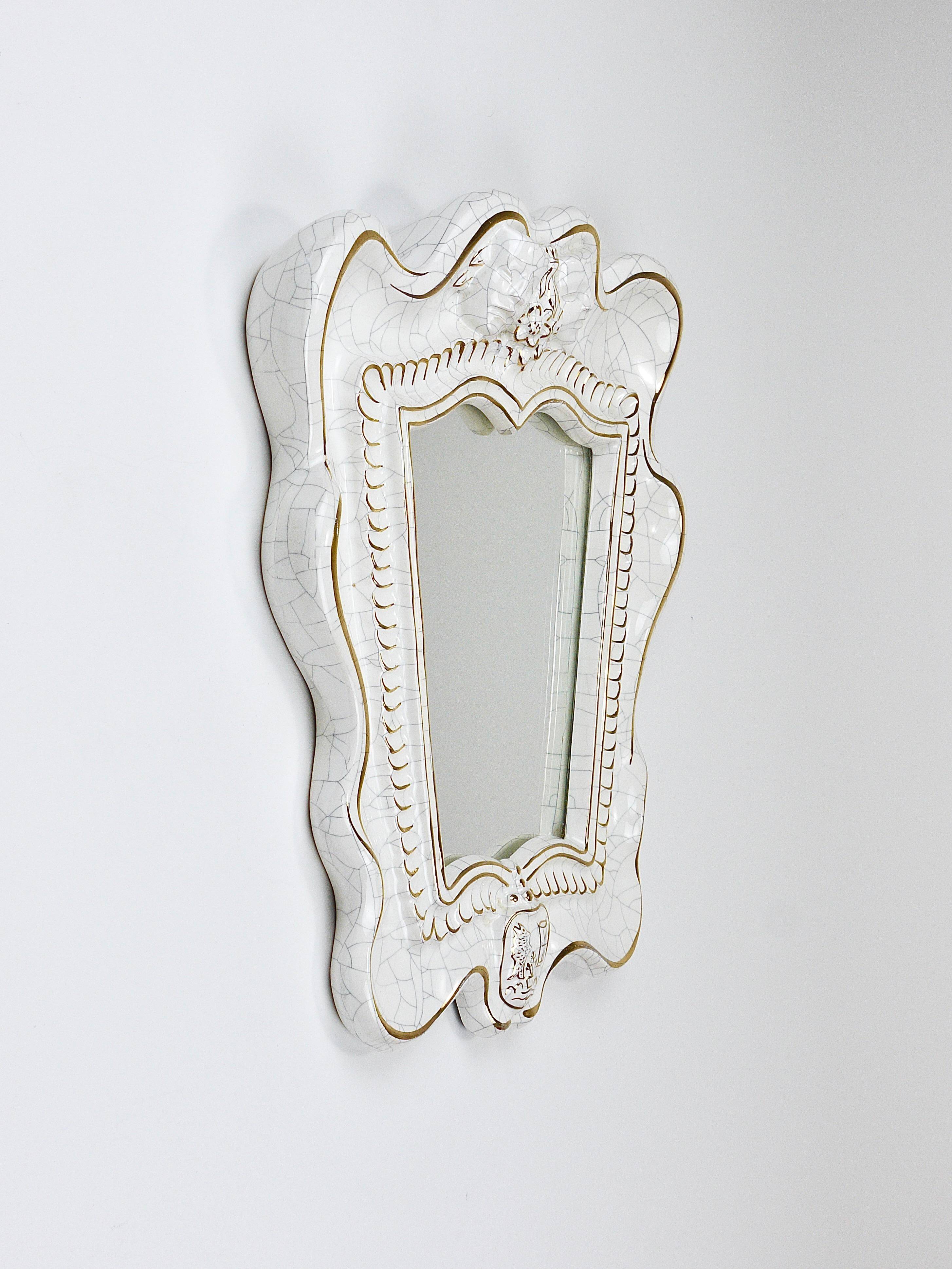 Art Deco Wall Mirror Theatre in Terracotta by Gmundner Keramik, Austria, 1930s