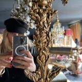 Paravent à 3 feuilles de la fin du xixe en bois doré et sculpté de style louis xvi