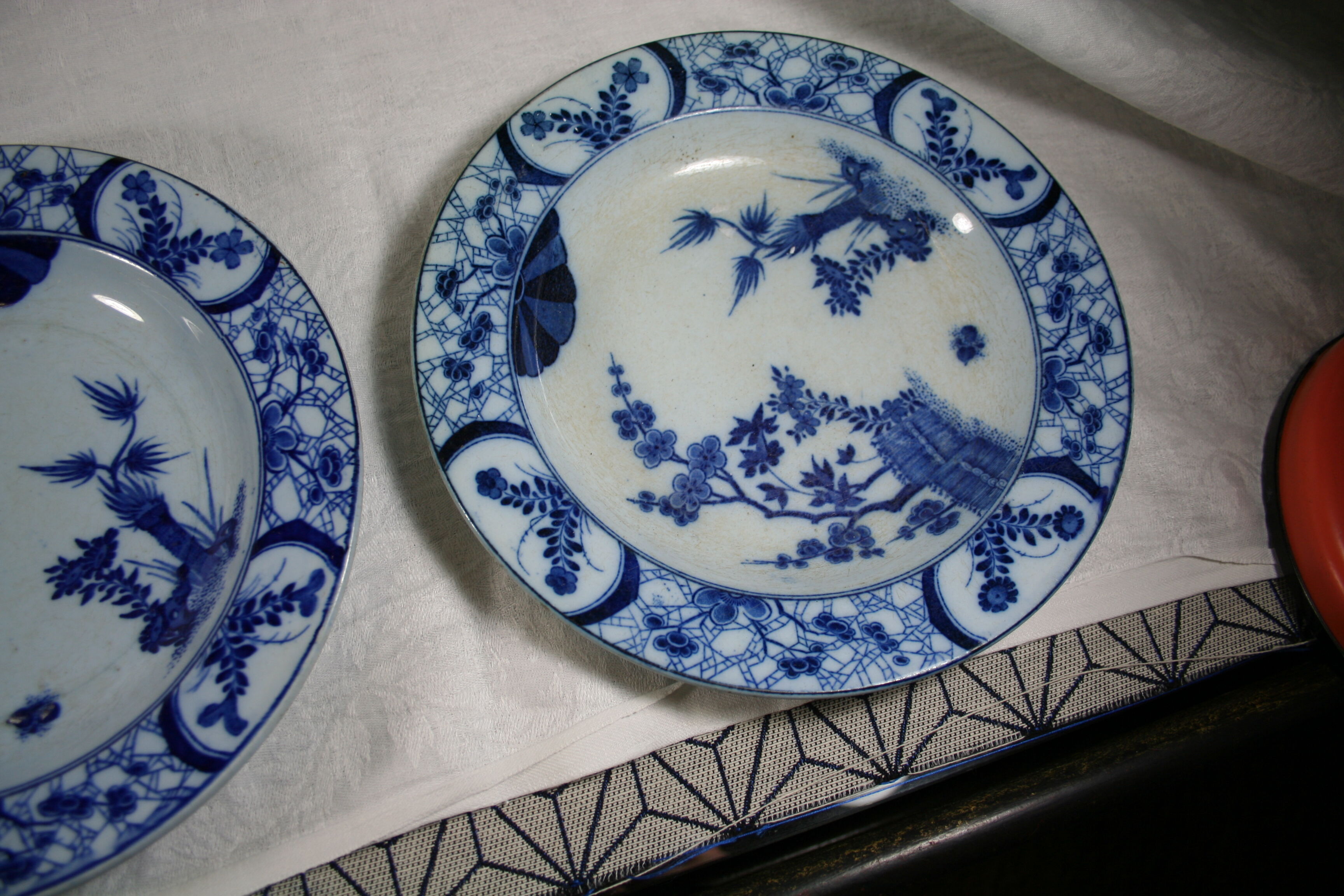 Set of 3 plates creil model montereau Japan digs
