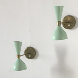 Pair of sage green wall lamps