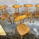 Set of 9 lutherma banana boomerang bistro chairs.