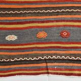 6x9 Red & Blue Striped Pattern Handmade Kilim Rug, 175x275Cm