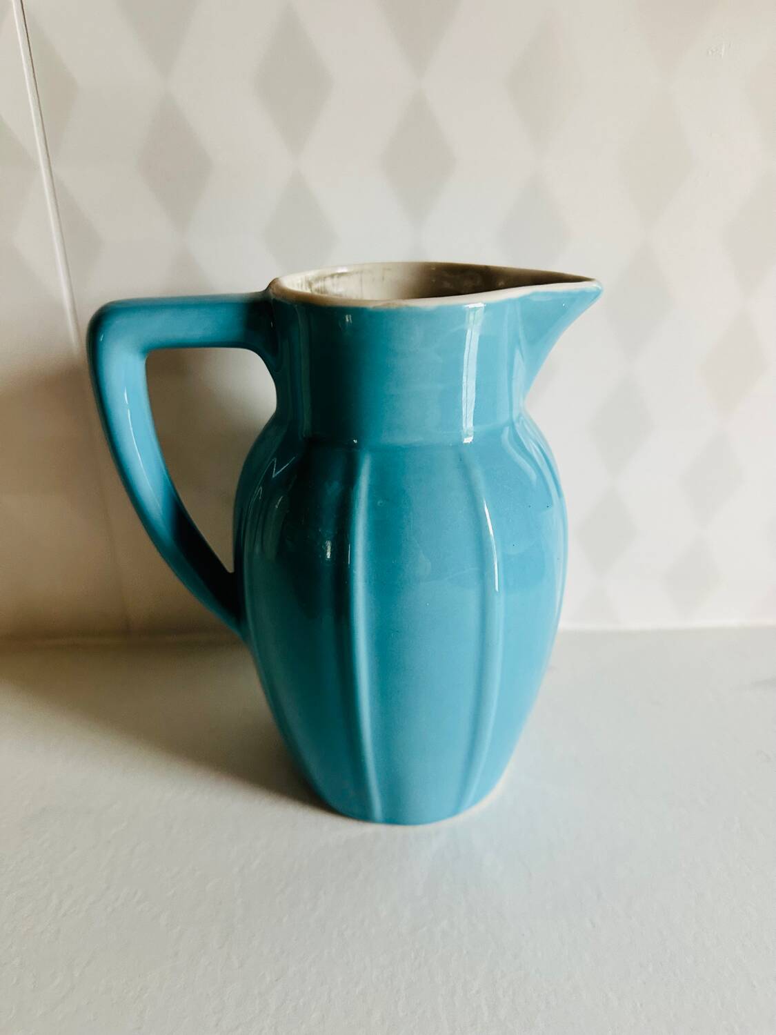 Vintage blue ceramic decanter