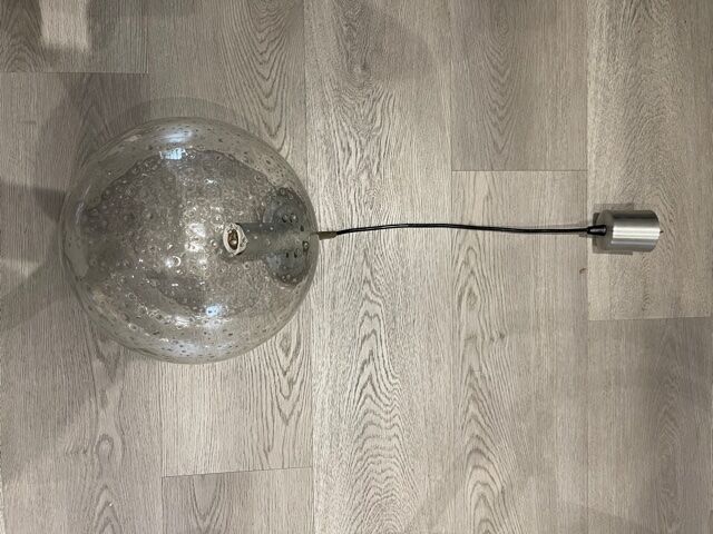 Vintage glass ball and aluminum hanging lamp