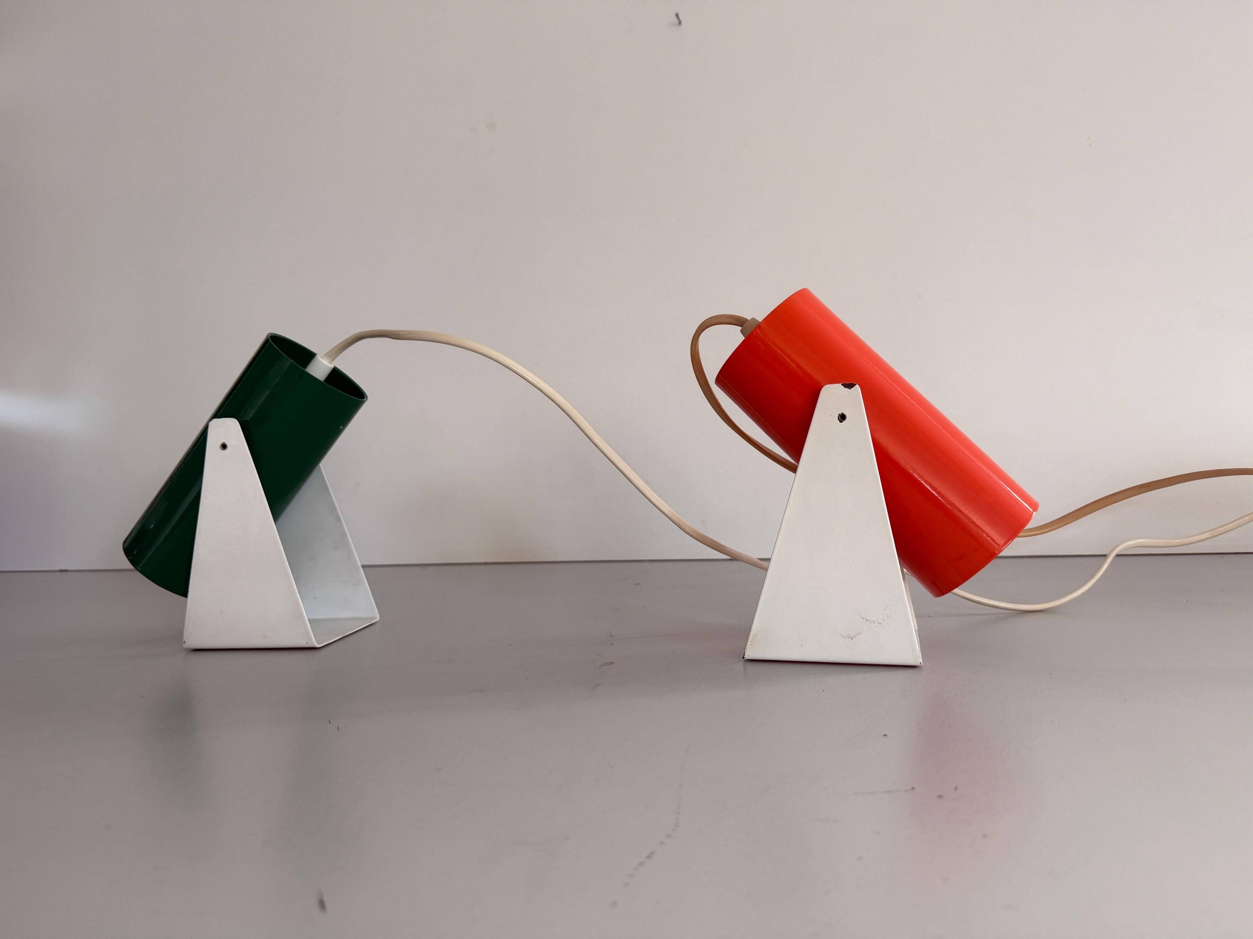 Pair of table lamps or wall lights in metal by Greene & Greene, 1970s, Germany.