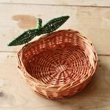 Small vintage wicker baskets in the shape of orange and lemon fruit