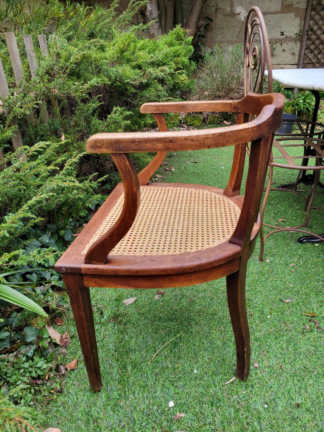 Wooden and cane office chair