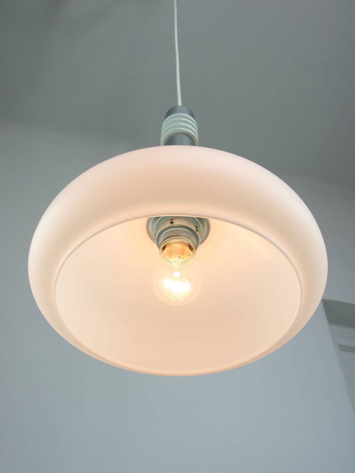 Mid-Century Danish Chrome & Opaline Pendant Lamp, 1960s