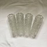Set of four vintage pressed glass tulips dimensions: height -20cm- diameter -5.5cm-
