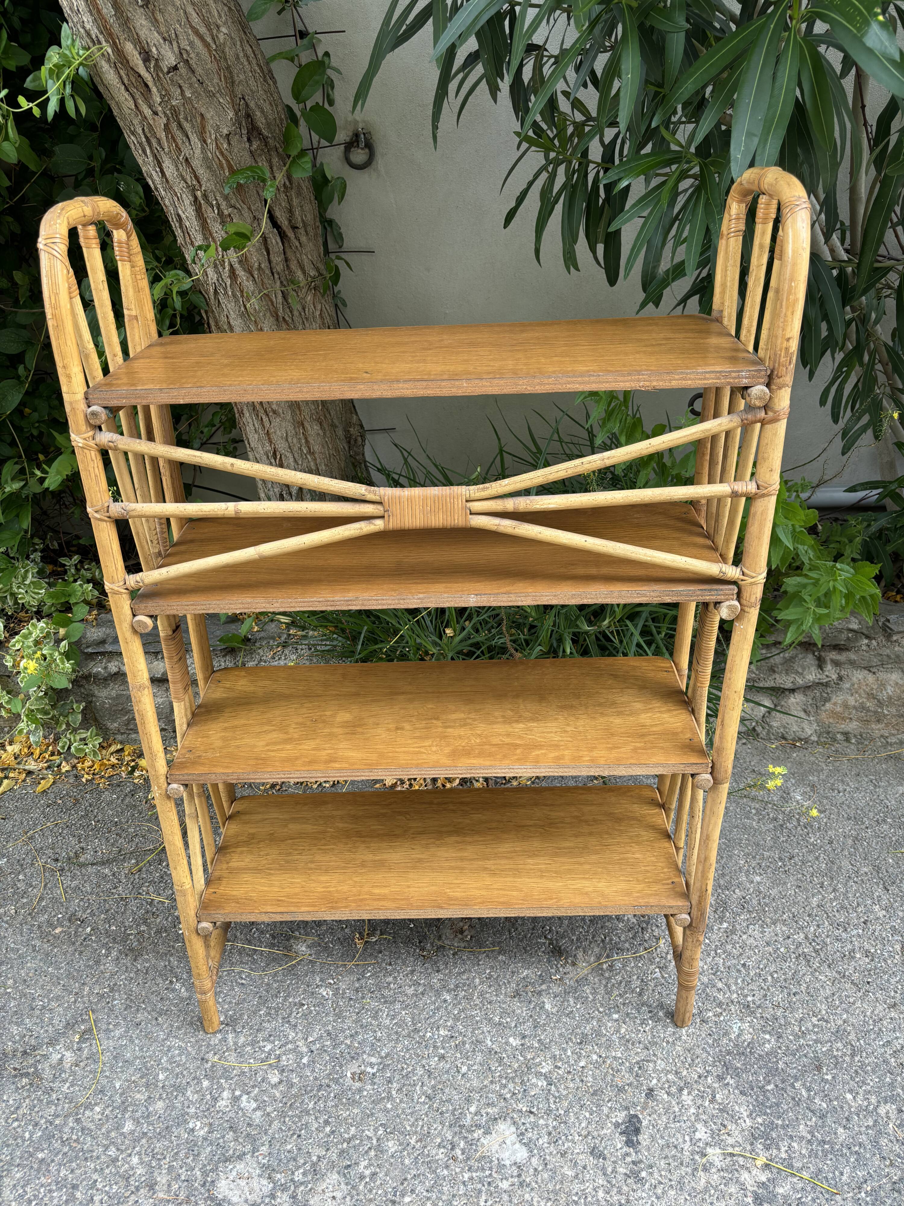 1950s rattan shelf
