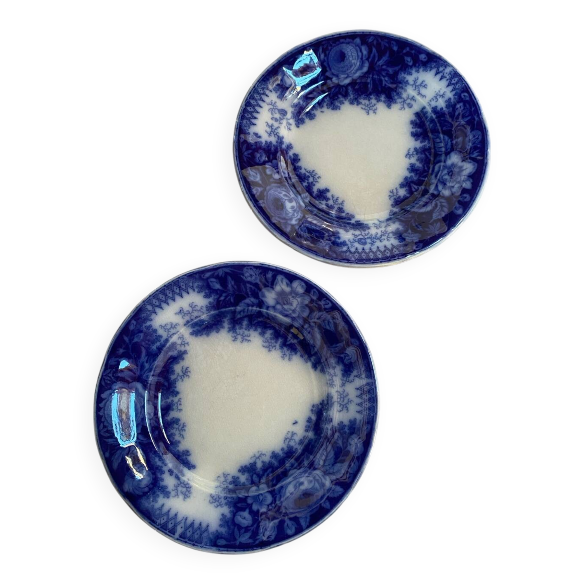 Lot de 2 assiettes à dessert UetC, Sarreguemines modèle Jardinière