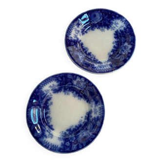Lot de 2 assiettes à dessert UetC, Sarreguemines modèle Jardinière