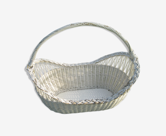 Panier berceau blanc en osier