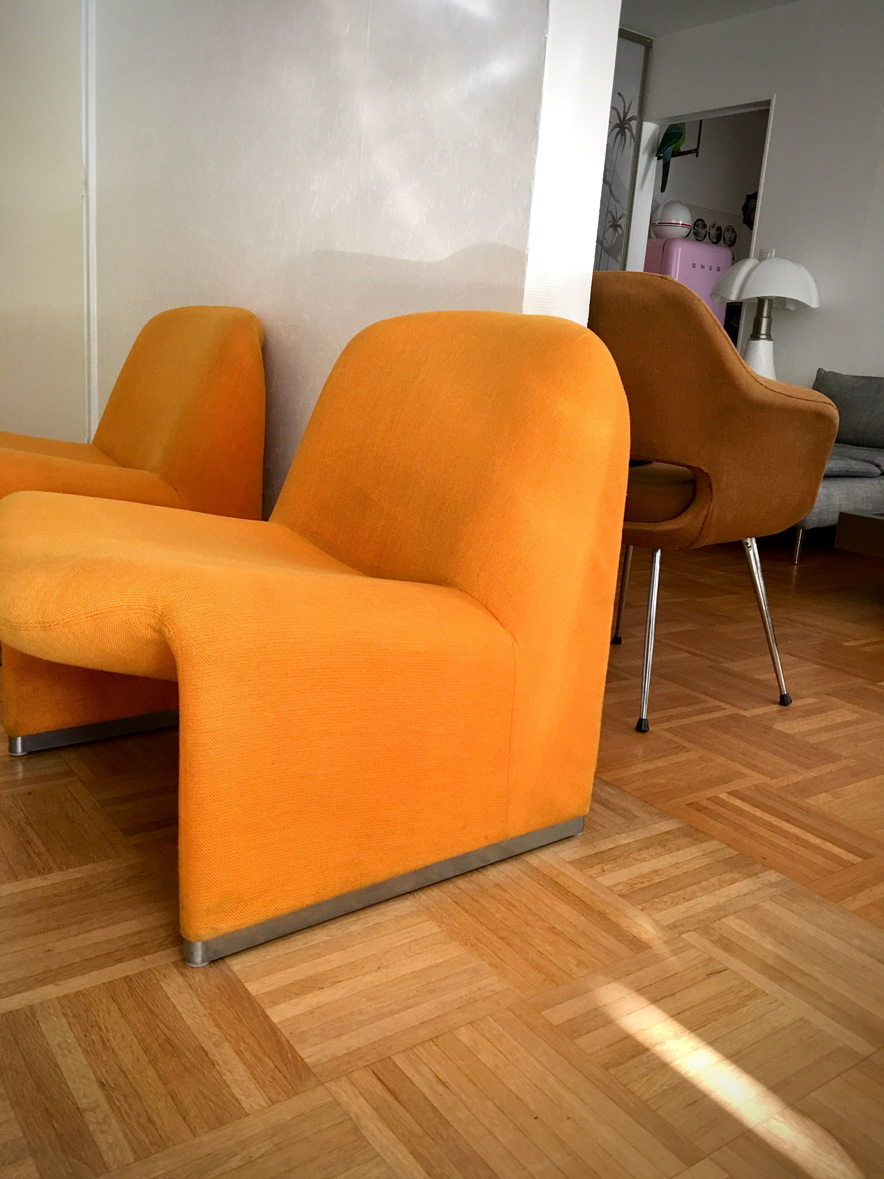 Giancarlo Piretti's Alky armchair for Castelli, 1970s orange-yellow