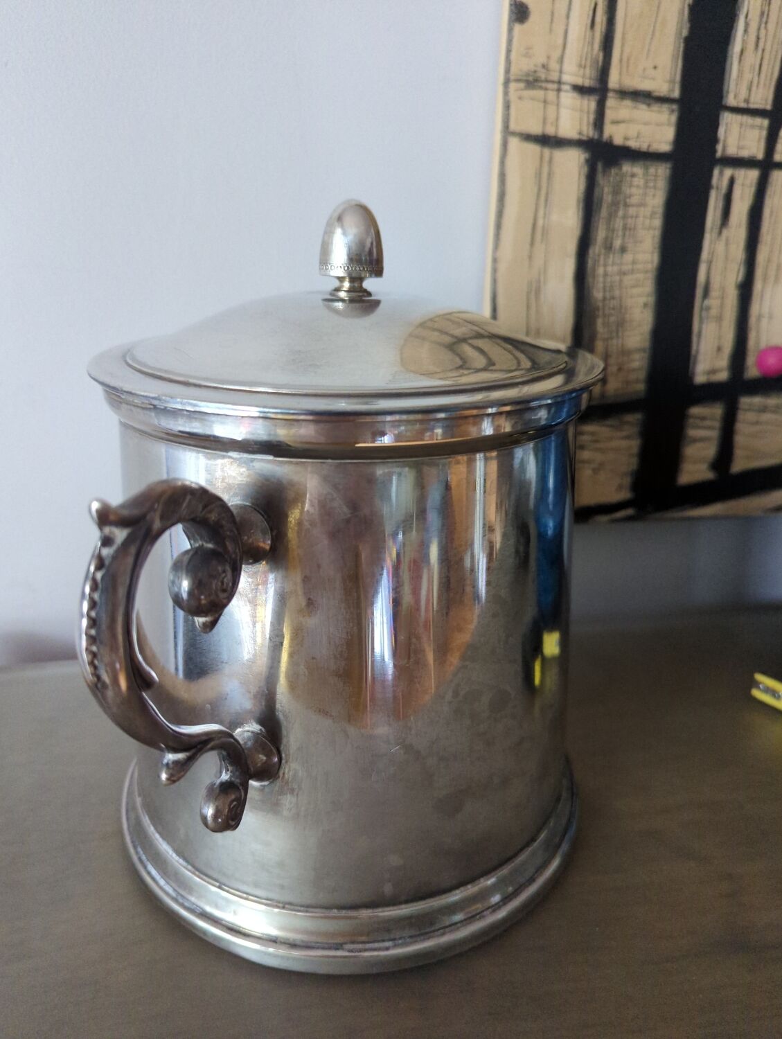 Silver metal ice bucket
