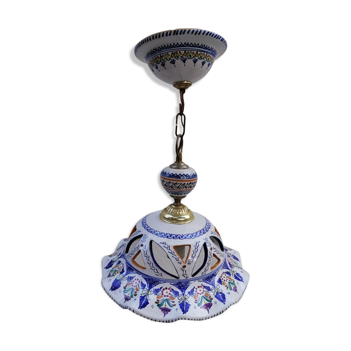 Vintage hand-painted earthenware suspension