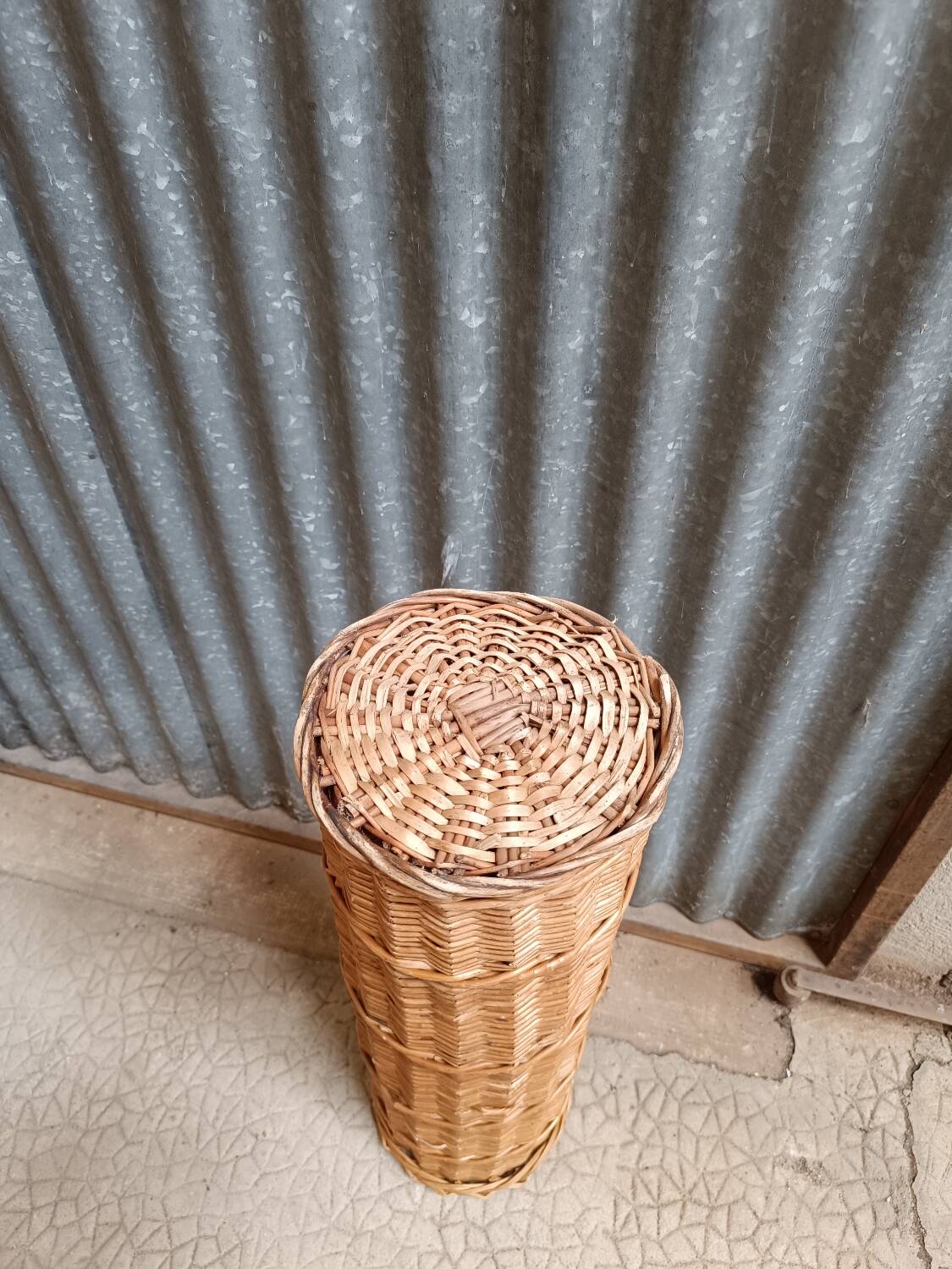 Vintage rattan wicker umbrella stand