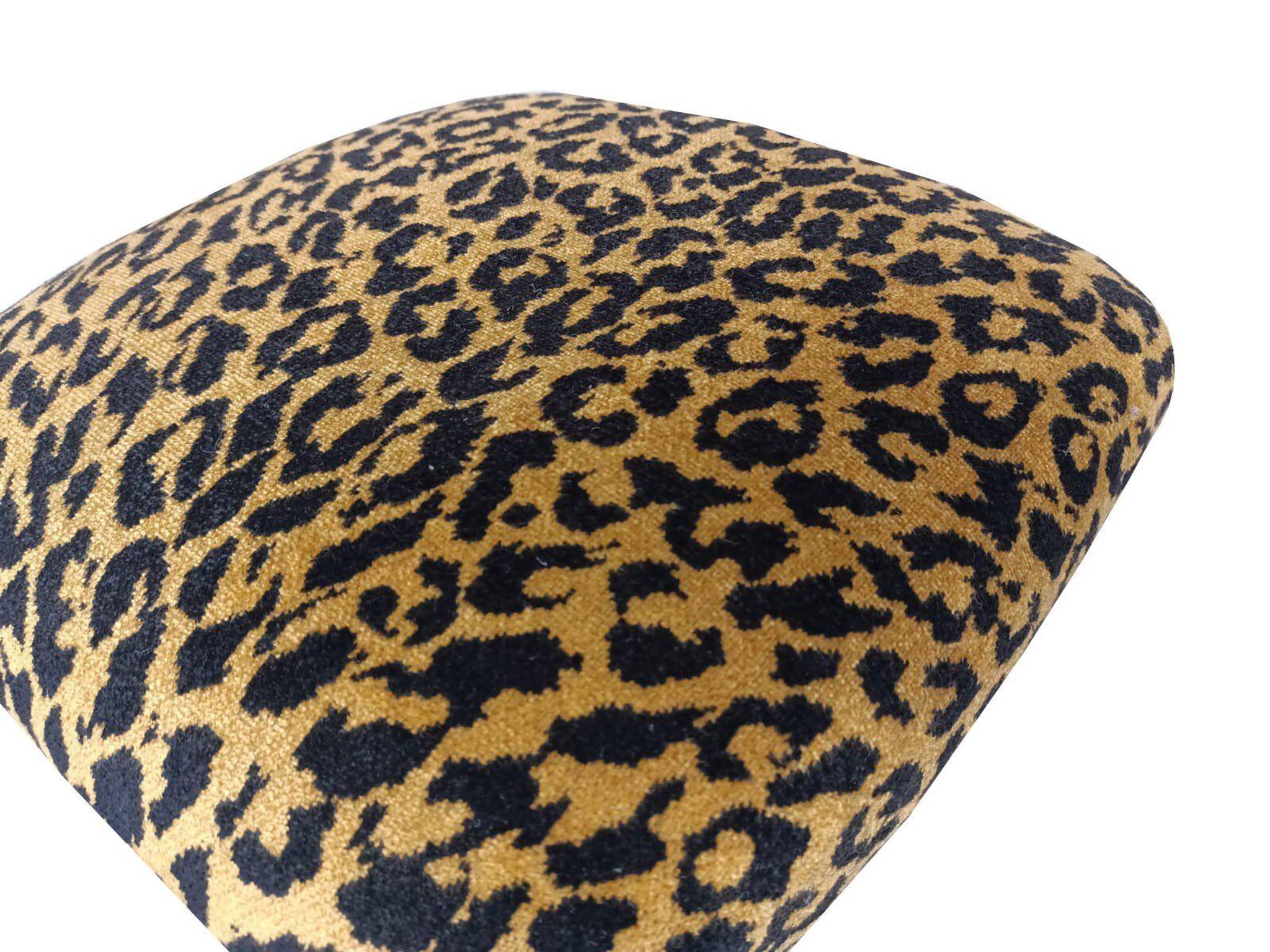 Pair of leopard velvet stools mid-century, Europe, 1960s