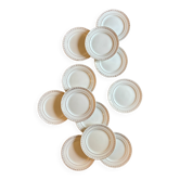 Set of 12 vintage white and gold dessert plates Céranord
