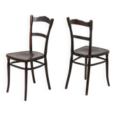 Paire de chaises de café / salle à manger en bois courbé antiques par J&J Kohn, Autriche, vers 1