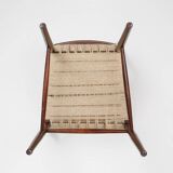 Teak dining chairs with braided rope seat, Belgium 1960s