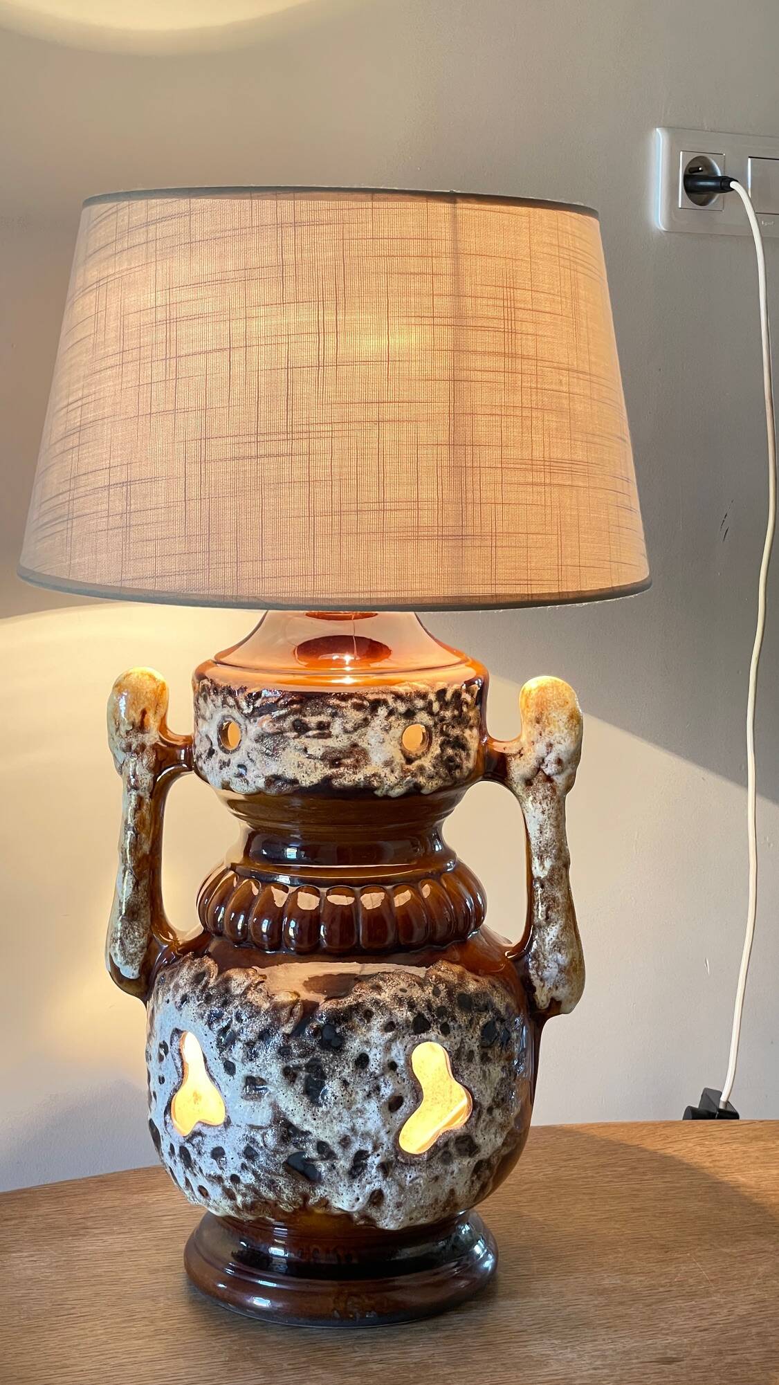 Lamp ceramic fat lava double lighting 70s