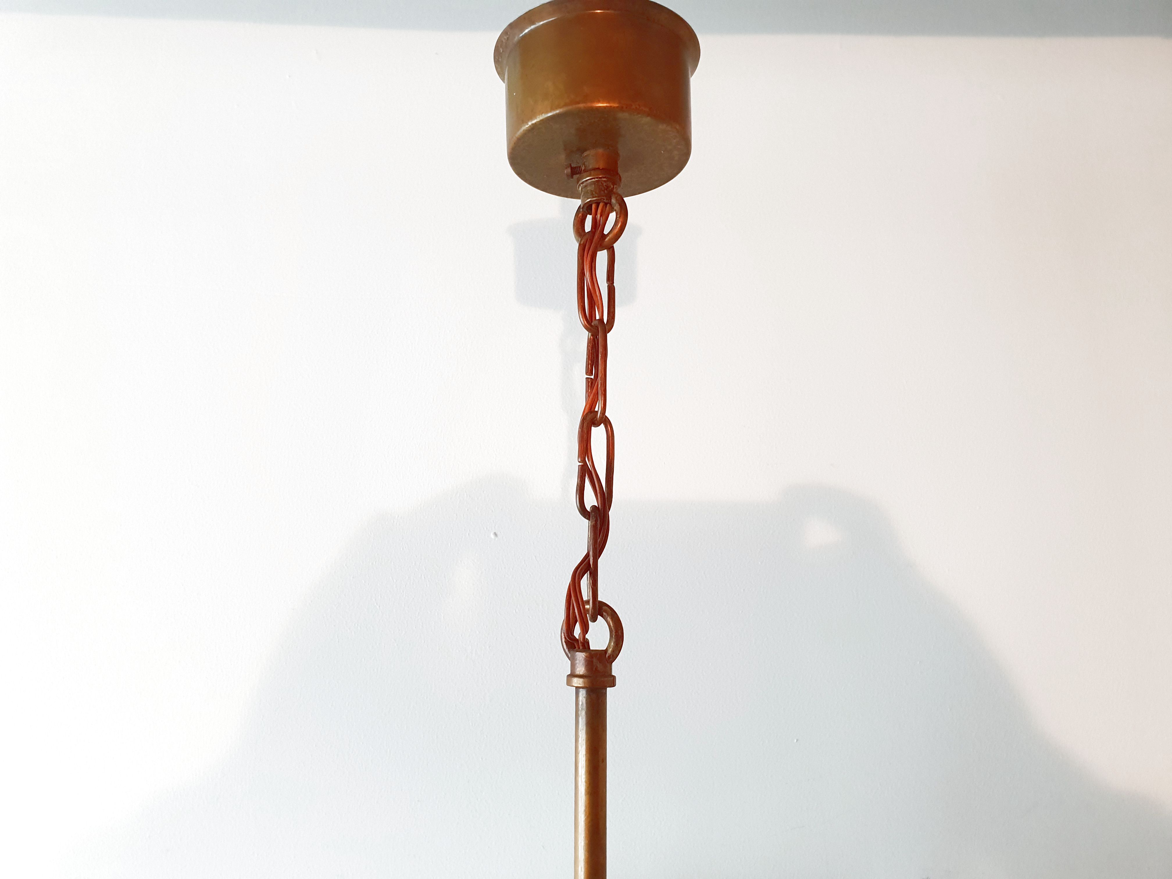 1960 vintage brass chandelier - glass