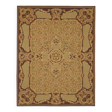 Handmade European Vintage Aubusson Kilim 277 cm x 356 cm